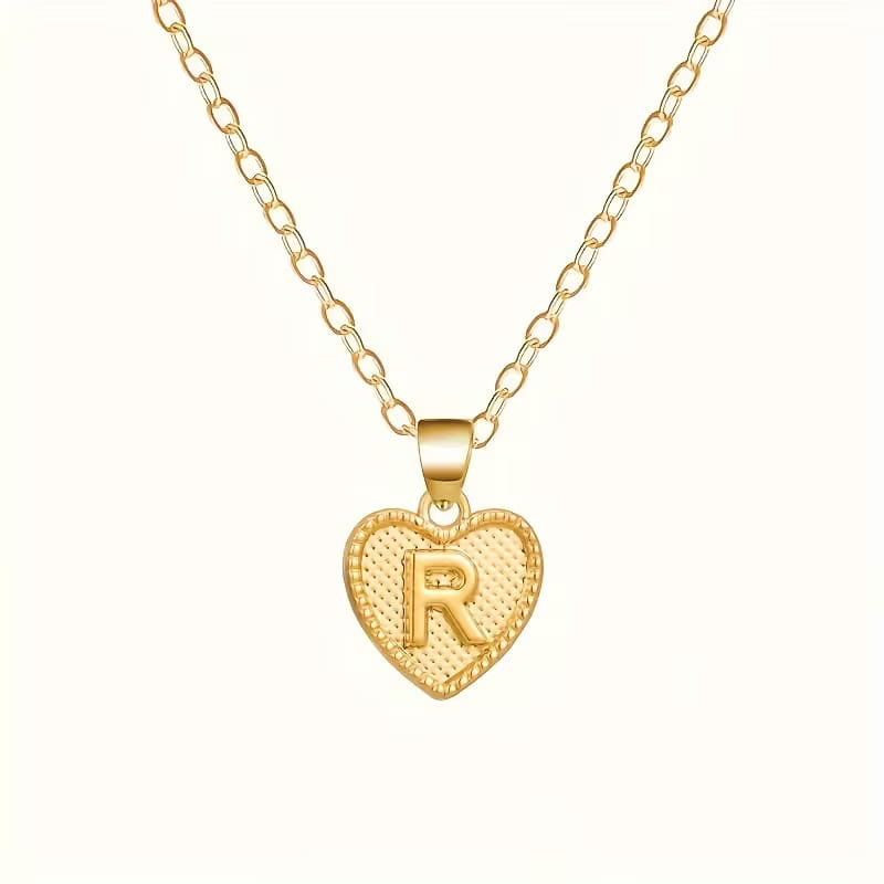 Gold Heart Initial Necklace for Women Stainless Steel Letter Pendant Necklace Personalized Alphabet Jewelry