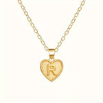 Gold Heart Initial Necklace for Women Stainless Steel Letter Pendant Necklace Personalized Alphabet Jewelry