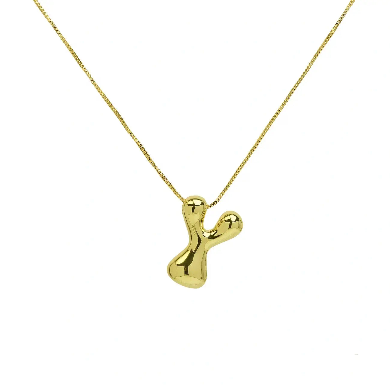 Bubble Letter Pendant Necklace in Stainless Steel – Trendy Minimalist Initial Jewelry for Everyday Style