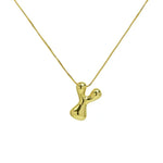 Bubble Letter Pendant Necklace in Stainless Steel – Trendy Minimalist Initial Jewelry for Everyday Style