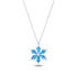 Aquamarine CZ Lotus Flower Sterling Silver Necklace