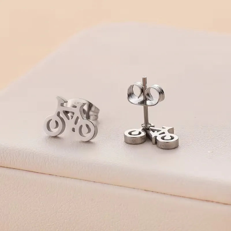Stainless Steel Bicycle Stud Earrings Set for Women Gift