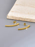 Minimalist Gold Tone Curved Bar Drop Earrings – Titanium Steel Studs, Lightweight Modern Statement Jewelry