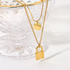 Minimalist Double Layer Stainless Steel Snake Chain Necklace with Lock Pendant – Trendy Multi Strand Necklace