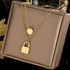Minimalist Double Layer Stainless Steel Snake Chain Necklace with Lock Pendant – Trendy Multi Strand Necklace