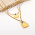 Minimalist Double Layer Stainless Steel Snake Chain Necklace with Lock Pendant – Trendy Multi Strand Necklace