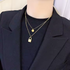 Minimalist Double Layer Stainless Steel Snake Chain Necklace with Lock Pendant – Trendy Multi Strand Necklace