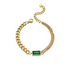 Gold Plated Stainless Steel Chunky Chain Bracelet with Emerald Green CZ – Multi Layered Bold Statement Jewelry