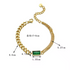 Gold Plated Stainless Steel Chunky Chain Bracelet with Emerald Green CZ – Multi Layered Bold Statement Jewelry