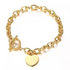 18K Gold Plated Stainless Steel Heart Charms Bracelet with OT Clasp – Dainty Romantic Link Chain Jewelry