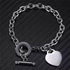 18K Gold Plated Stainless Steel Heart Charms Bracelet with OT Clasp – Dainty Romantic Link Chain Jewelry