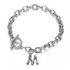 Stainless Steel Initial Letter Charm Bracelet with OT Clasp – Gold & Silver Alphabet A-Z Personalized Jewelry