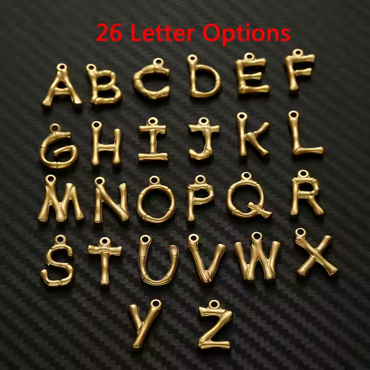 Stainless Steel Initial Letter Charm Bracelet with OT Clasp – Gold & Silver Alphabet A-Z Personalized Jewelry