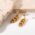 18K Gold Plated Curb Cuban Link Chain Drop Earrings – Thick Stainless Steel Statement Studs for Bold Street Style