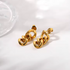 18K Gold Plated Curb Cuban Link Chain Drop Earrings – Thick Stainless Steel Statement Studs for Bold Street Style