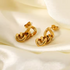 18K Gold Plated Curb Cuban Link Chain Drop Earrings – Thick Stainless Steel Statement Studs for Bold Street Style
