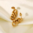 18K Gold Plated Curb Cuban Link Chain Drop Earrings – Thick Stainless Steel Statement Studs for Bold Street Style