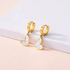 Heart Mother of Pearl Drop Hoop Earrings – 18K Gold Plated Stainless Steel Dainty Romantic Jewelry for Women