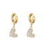 Heart Mother of Pearl Drop Hoop Earrings – 18K Gold Plated Stainless Steel Dainty Romantic Jewelry for Women