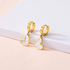 Heart Mother of Pearl Drop Hoop Earrings – 18K Gold Plated Stainless Steel Dainty Romantic Jewelry for Women