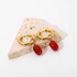 Natural Red Agate Beaded Drop Hoop Earrings – Gold Plated Stainless Steel Statement Dangle Earrings for Women