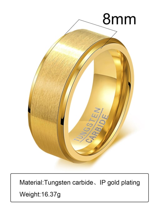 Gold Tungsten Ring for Men – 8mm Minimalist Band with Brushed Center & Polished Edges – Bold & Timeless Style