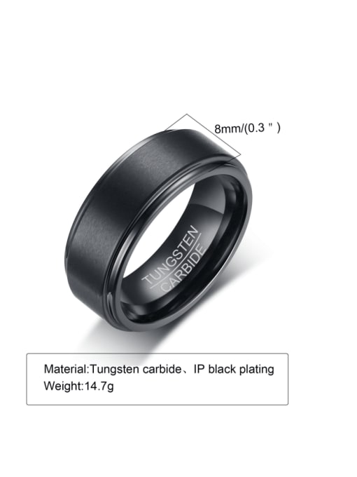 All-Black Tungsten Ring for Men – 8mm Minimalist Band with Brushed Finish & Polished Edges – Bold & Sleek