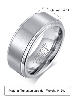 Brushed Silver Tungsten Ring for Men – 8mm Minimalist Band with Natural Finish – Durable & Sleek Look