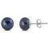 Dark Blue 8mm Freshwater Pearl Sterling Silver Stud Earrings for a Bold and Elegant Everyday Look