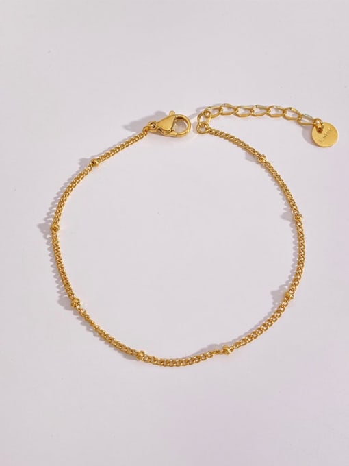Gold Beaded Chain Bracelet for Women – Stainless Steel Hip Hop Jewelry, Polished Round Beads, Trendy & Durable