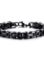 Titanium Steel Byzantine Chain Bracelet – Classic Link Design in Polished Silver or Matte Black Finish