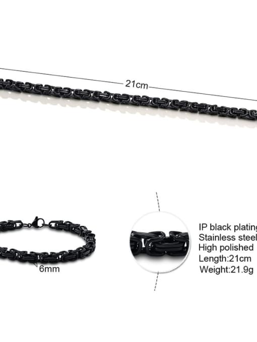 Titanium Steel Byzantine Chain Bracelet – Classic Link Design in Polished Silver or Matte Black Finish