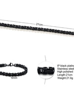 Titanium Steel Byzantine Chain Bracelet – Classic Link Design in Polished Silver or Matte Black Finish