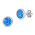 Blue Round Opal Sterling Silver Stud Earrings with Vibrant Color for a Bright and Modern Everyday Style