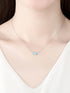 925 Sterling Silver Blue Oval Opal Necklace – Minimalist Fish Design with CZ Accents, Delicate Ocean-Inspired Gift
