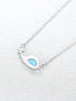 925 Sterling Silver Blue Oval Opal Necklace – Minimalist Fish Design with CZ Accents, Delicate Ocean-Inspired Gift