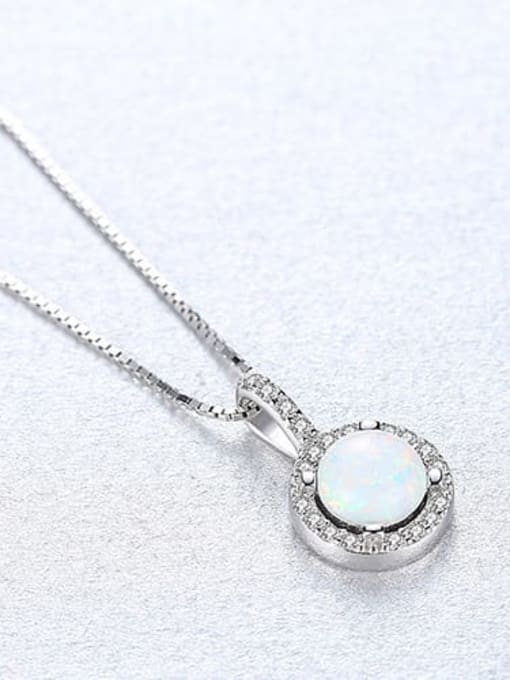 925 Sterling Silver Round Opal Halo CZ Pendant Necklace – Box Chain – Green, White & Blue Opal Options