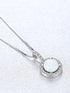 925 Sterling Silver Round Opal Halo CZ Pendant Necklace – Box Chain – Green, White & Blue Opal Options