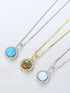 925 Sterling Silver Round Opal Halo CZ Pendant Necklace – Box Chain – Green, White & Blue Opal Options