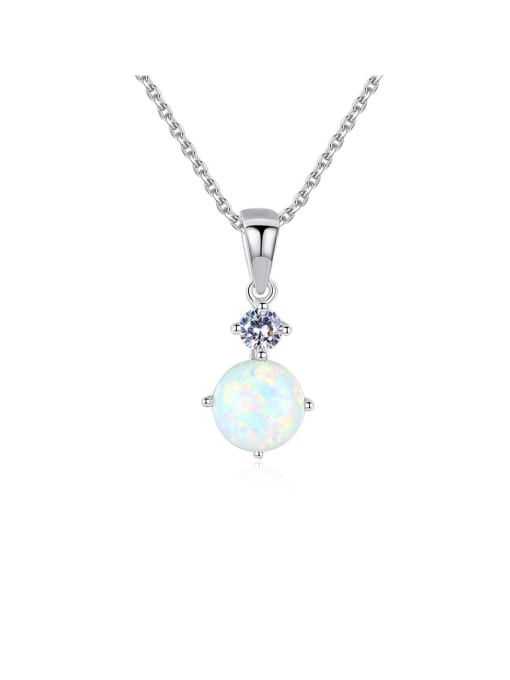 925 Sterling Silver Two-Stone Opal & CZ Pendant Necklace – Vertical Drop Design in White or Blue Opal