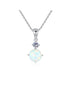 925 Sterling Silver Two-Stone Opal & CZ Pendant Necklace – Vertical Drop Design in White or Blue Opal