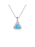 925 Sterling Silver Triangle Opal Halo CZ Pendant Necklace – Blue, Light Blue, White, Dark Green, Light Green