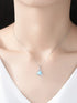 925 Sterling Silver Triangle Opal Halo CZ Pendant Necklace – Blue, Light Blue, White, Dark Green, Light Green