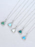 925 Sterling Silver Triangle Opal Halo CZ Pendant Necklace – Blue, Light Blue, White, Dark Green, Light Green
