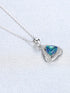 925 Sterling Silver Triangle Opal Halo CZ Pendant Necklace – Blue, Light Blue, White, Dark Green, Light Green