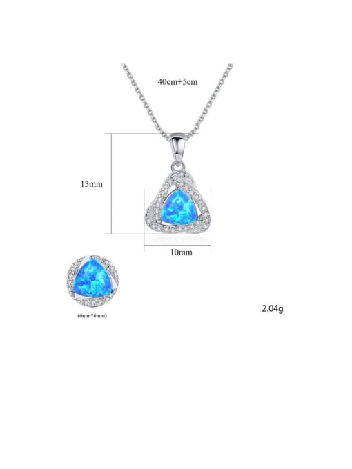 925 Sterling Silver Triangle Opal Halo CZ Pendant Necklace – Blue, Light Blue, White, Dark Green, Light Green