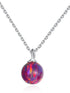 925 Sterling Silver Opal Ball Necklace – Dainty Round Fire Opal Pendant in Light Blue, Green, or Red