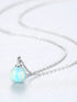 925 Sterling Silver Opal Ball Necklace – Dainty Round Fire Opal Pendant in Light Blue, Green, or Red