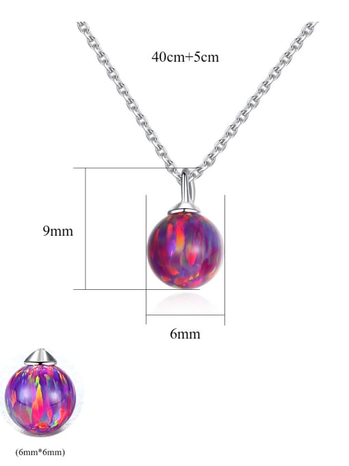 925 Sterling Silver Opal Ball Necklace – Dainty Round Fire Opal Pendant in Light Blue, Green, or Red