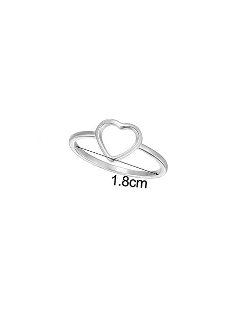 925 Sterling Silver Hollow Heart Band Ring – Minimalist Dainty Open Heart Stacking Ring for Women Girls